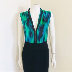 ELIE TAHARI green blue blouse top small